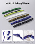KEXMO 179PCS Wacky Worm Wacky Rig Kit for Bass Fishing, 48PCS 5.5" Worms Soft Plastic Lure with Salt Impregnation, 6 Premium Colors, 30 Hooks and 100 O-Rings with a Waterproof 3700 Tackle Box