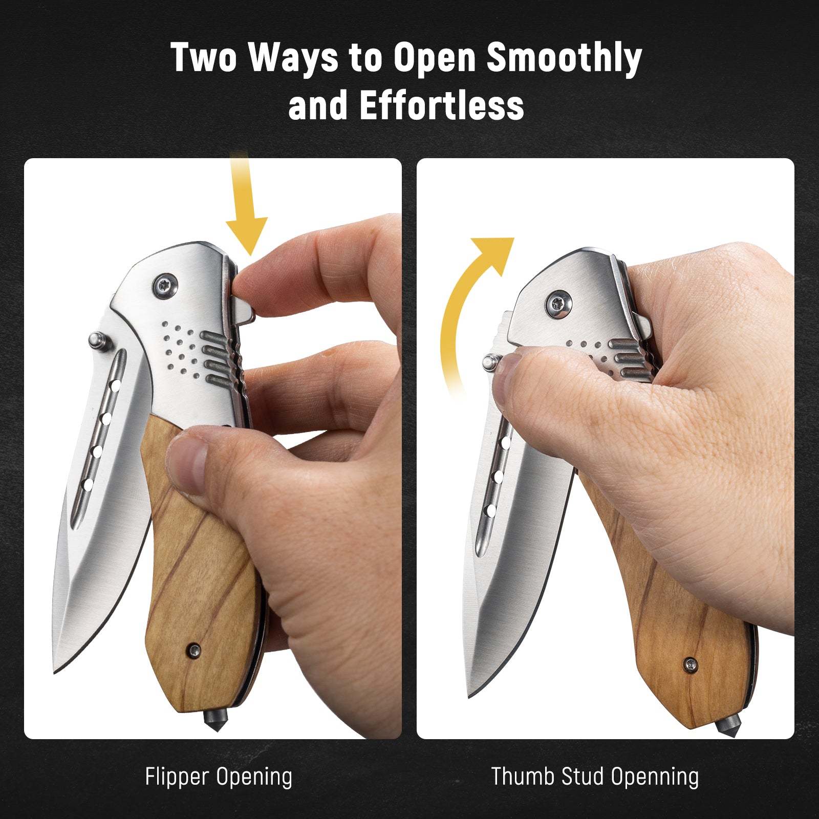 KEXMO Pocket Folding Knife - 3.46" Sharp Blade Tactical Pocket Knife with Clip, Glass Breaker - EDC Knives for Men Dad Women Hunting Survival Camping Fishing Hiking
