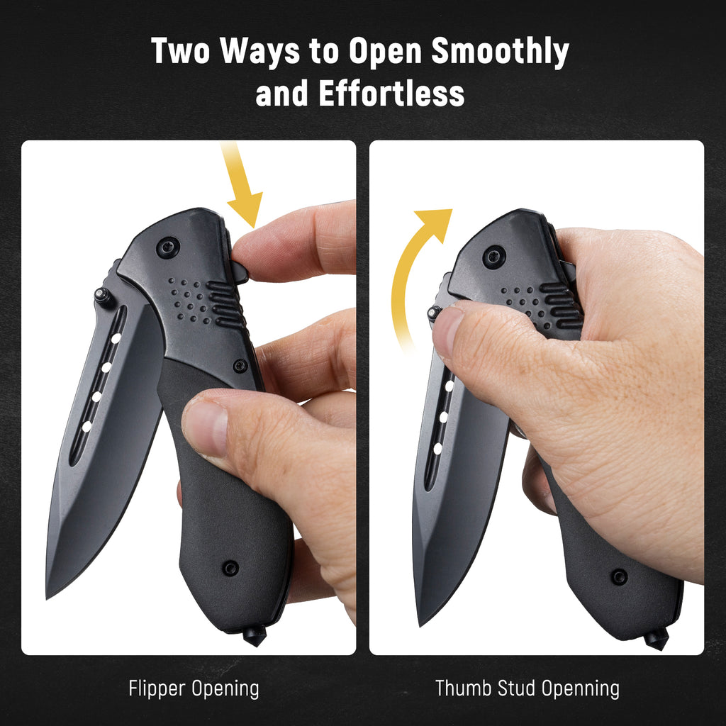 KEXMO Pocket Folding Knife - 3.46" Sharp Blade Tactical Pocket Knife with Clip, Glass Breaker - EDC Knives for Men Dad Women Hunting Survival Camping Fishing Hiking