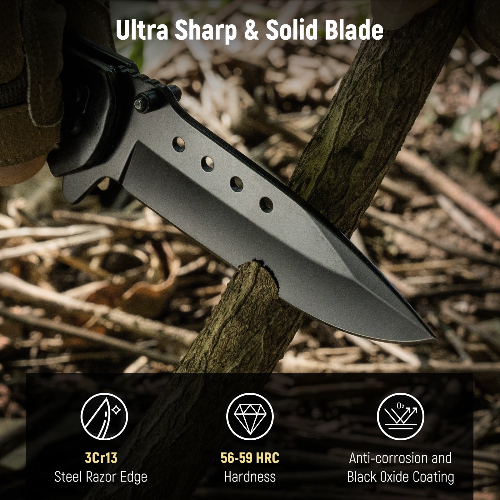 KEXMO Pocket Folding Knife - 3.46" Sharp Blade Tactical Pocket Knife with Clip, Glass Breaker - EDC Knives for Men Dad Women Hunting Survival Camping Fishing Hiking